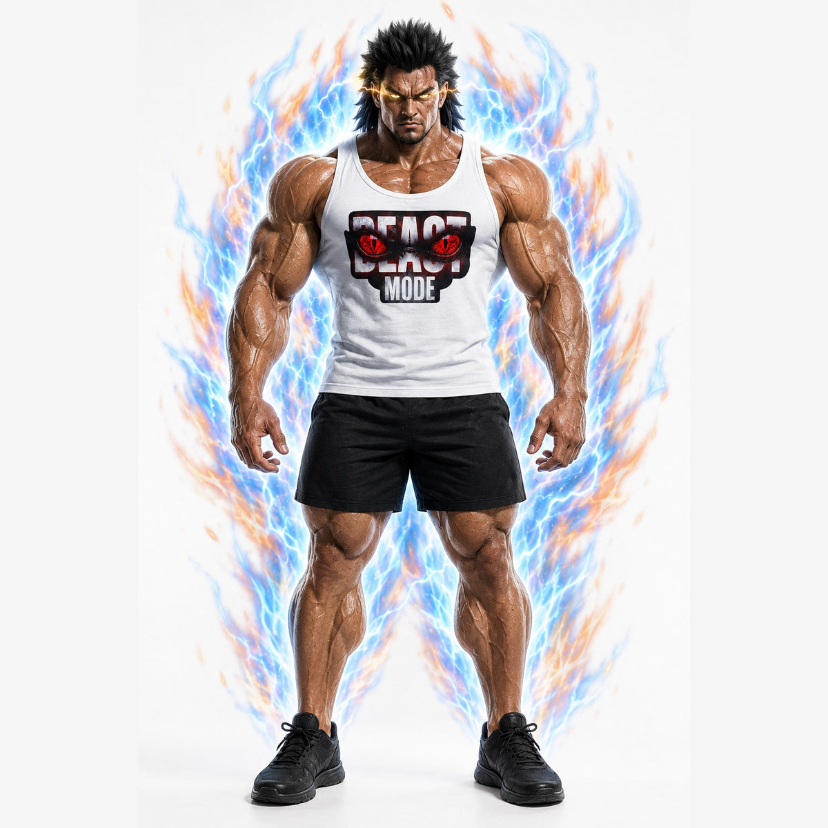 Beast Mode Tank in White, front view