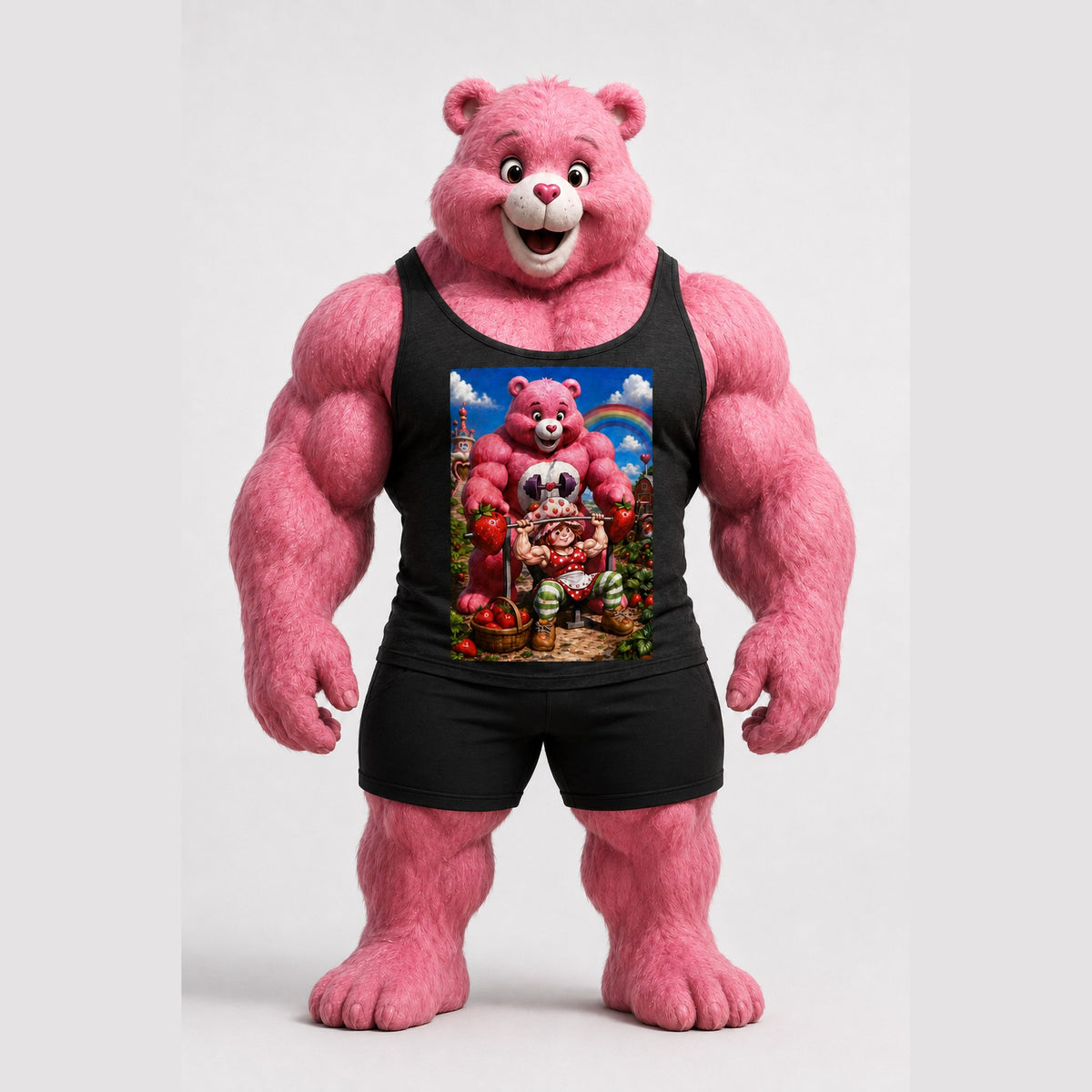 Care Bear & Strawberry Shortcake Tank in Black, front view