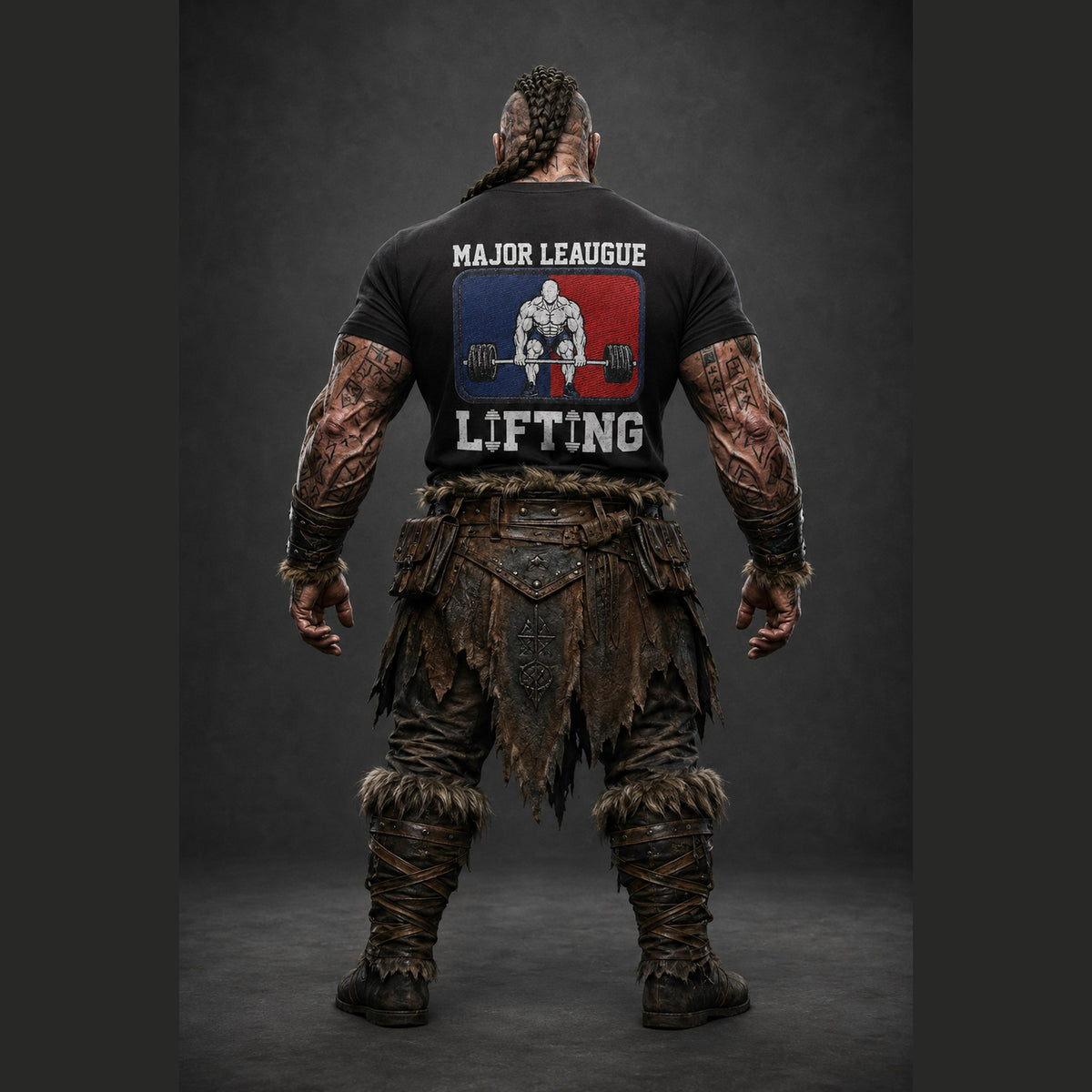Major League Lifting Tee in Black, back view