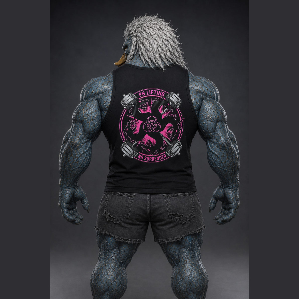 No Surrender Biohazard Tank in Jet Black, back view