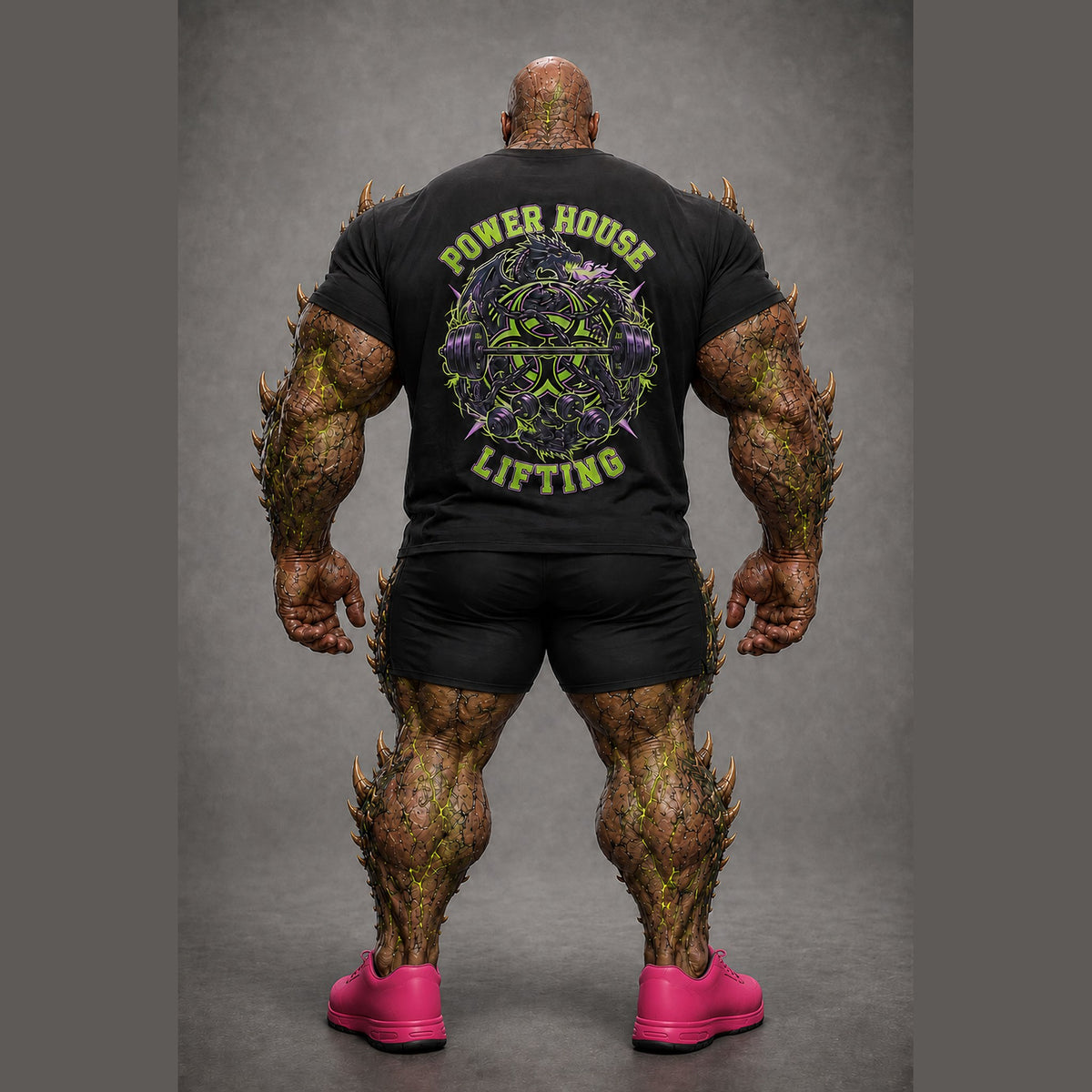 Powerhouse Lifting Logo Tee in Black, back view