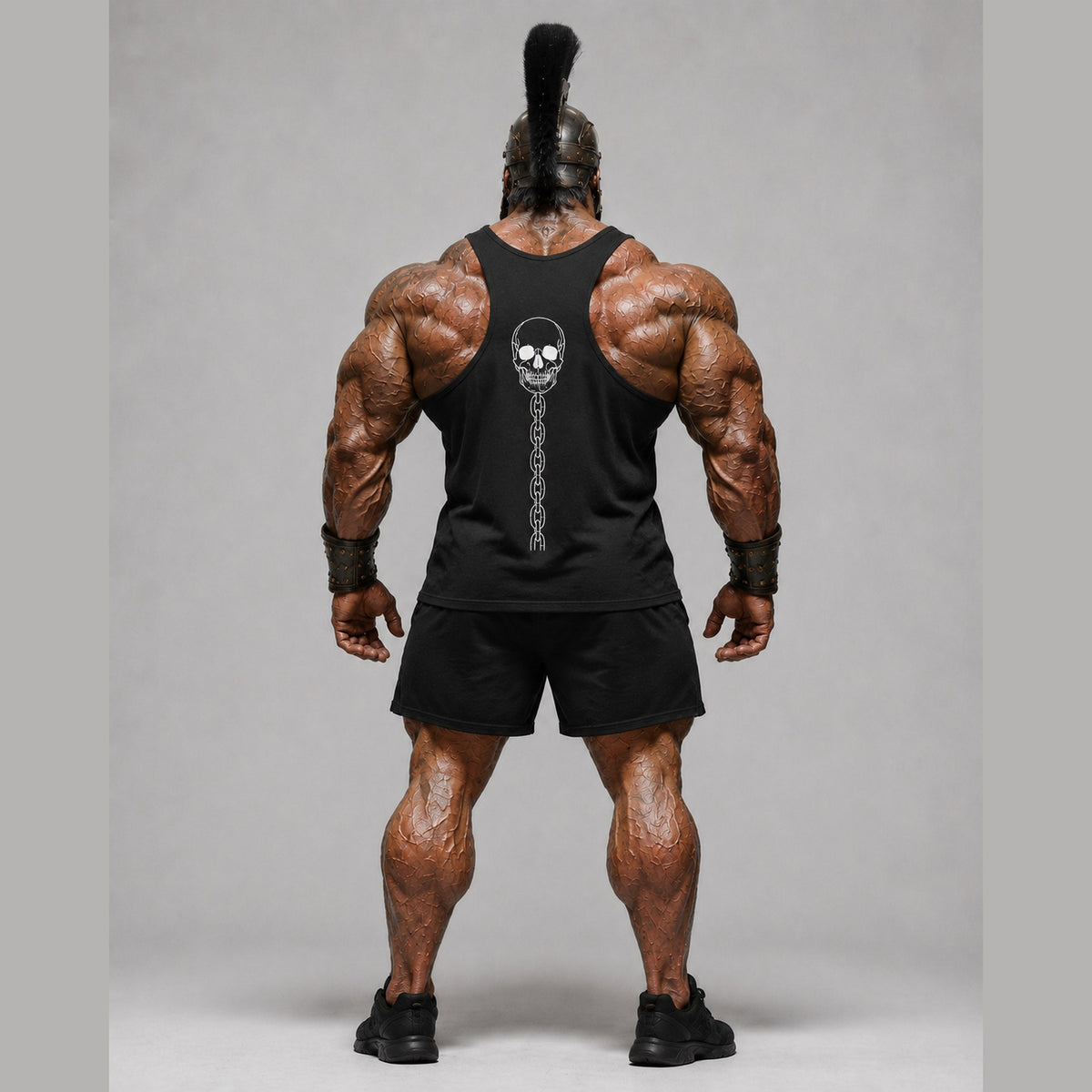 Racerback Skull Tank in Black, back view