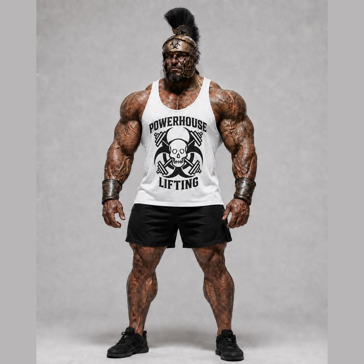 Racerback Skull Tank in White, front view
